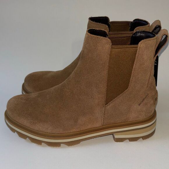 NWT Sorel Lenox Chelsea waterproof leather boots Velvet Tan 6.5 lug sole - Picture 3 of 8